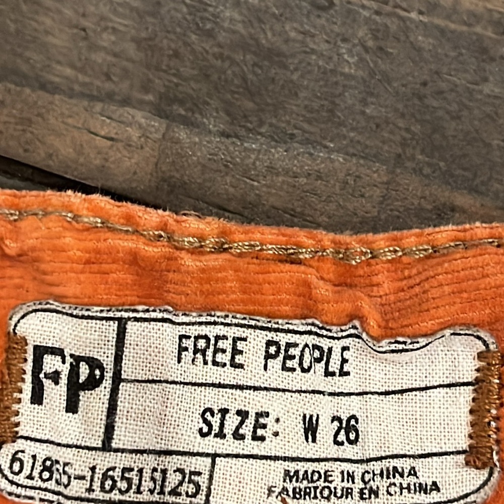 Free People Burnt Orange Corduroy Low Skinny's - Picture 4 of 8